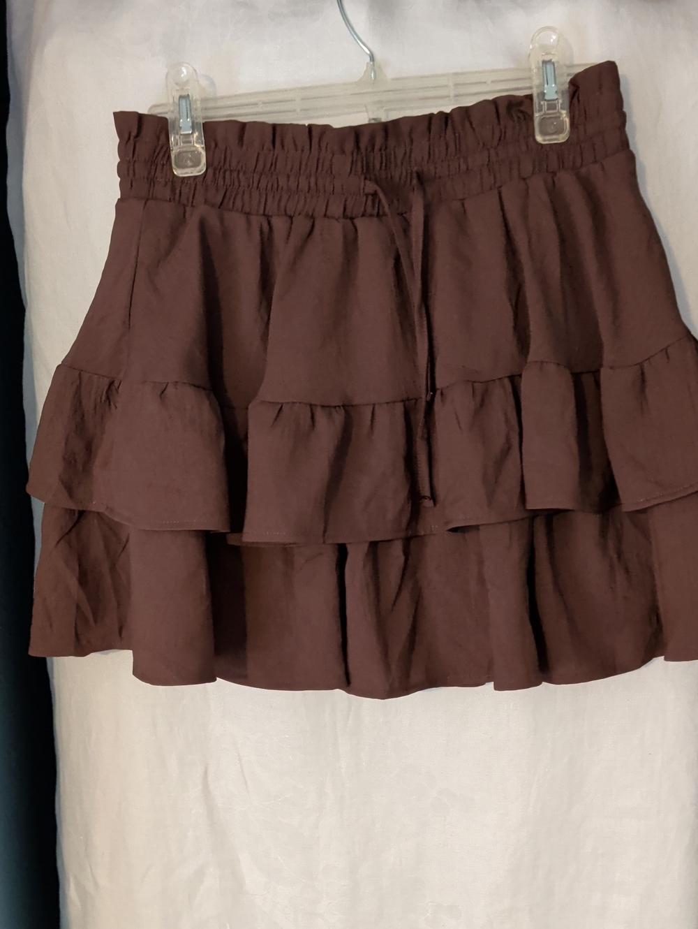 Tiered Ruffle Mini Skirt - Chocolate Brown